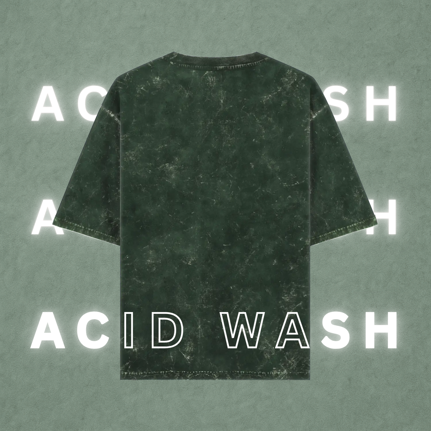 Acid Wash Oversized T-Shirts | Bottle Green