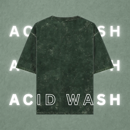 Acid Wash Oversized T-Shirts | Bottle Green