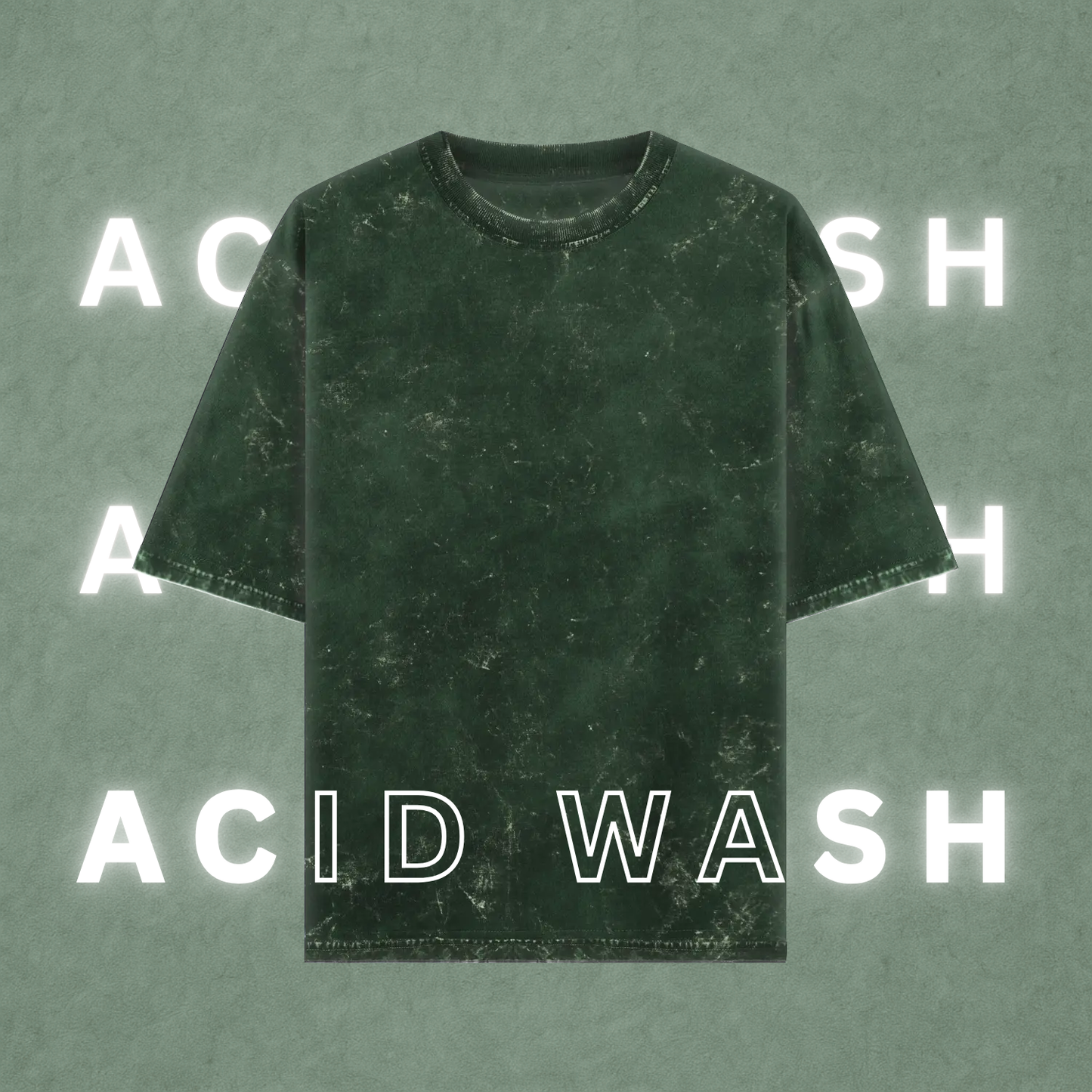 Acid Wash Oversized T-Shirts | Bottle Green
