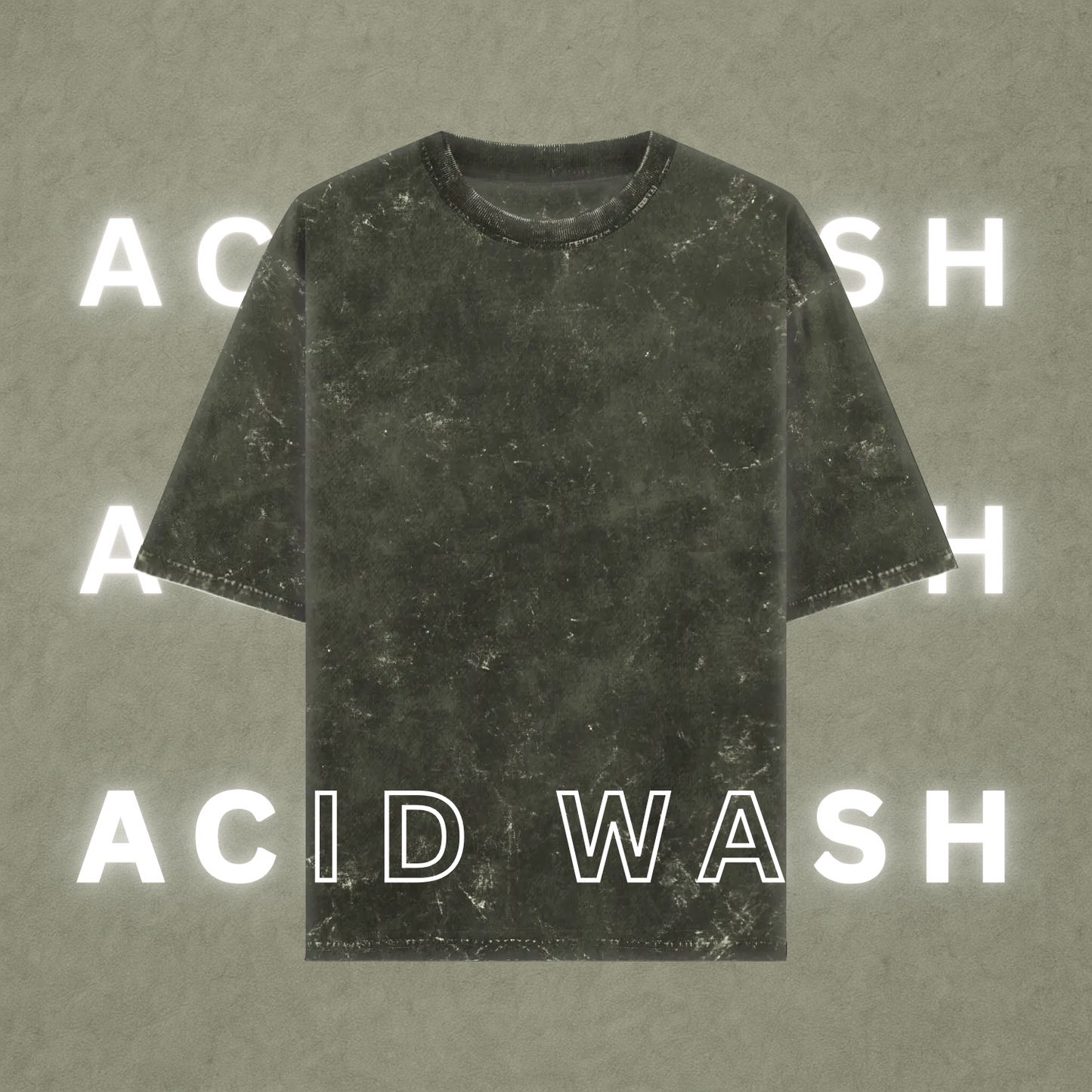 Acid Wash Oversized T-Shirt | Olive Green