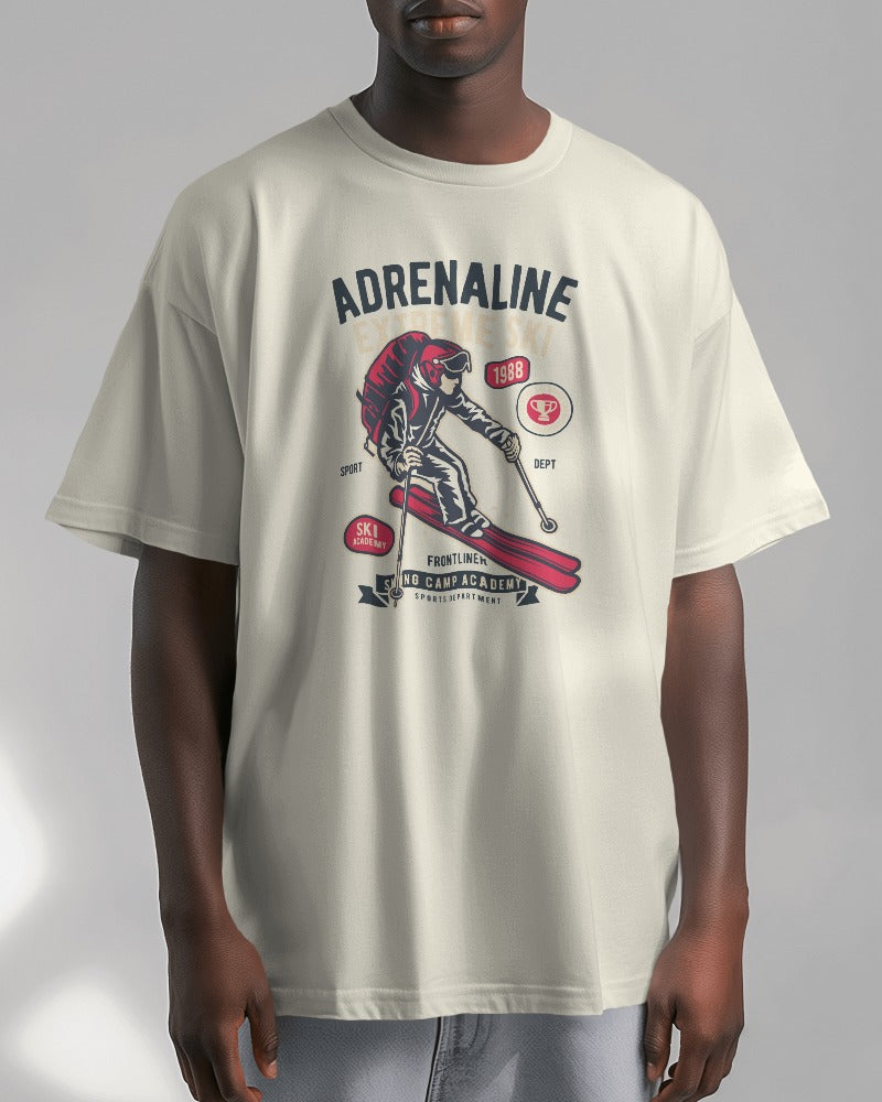 Adrenaline Extreme Ski | Printed Oversized T-Shirt