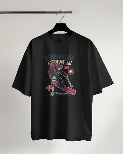 Adrenaline Extreme Ski | Printed Oversized T-Shirt