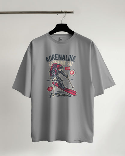 Adrenaline Extreme Ski | Printed Oversized T-Shirt
