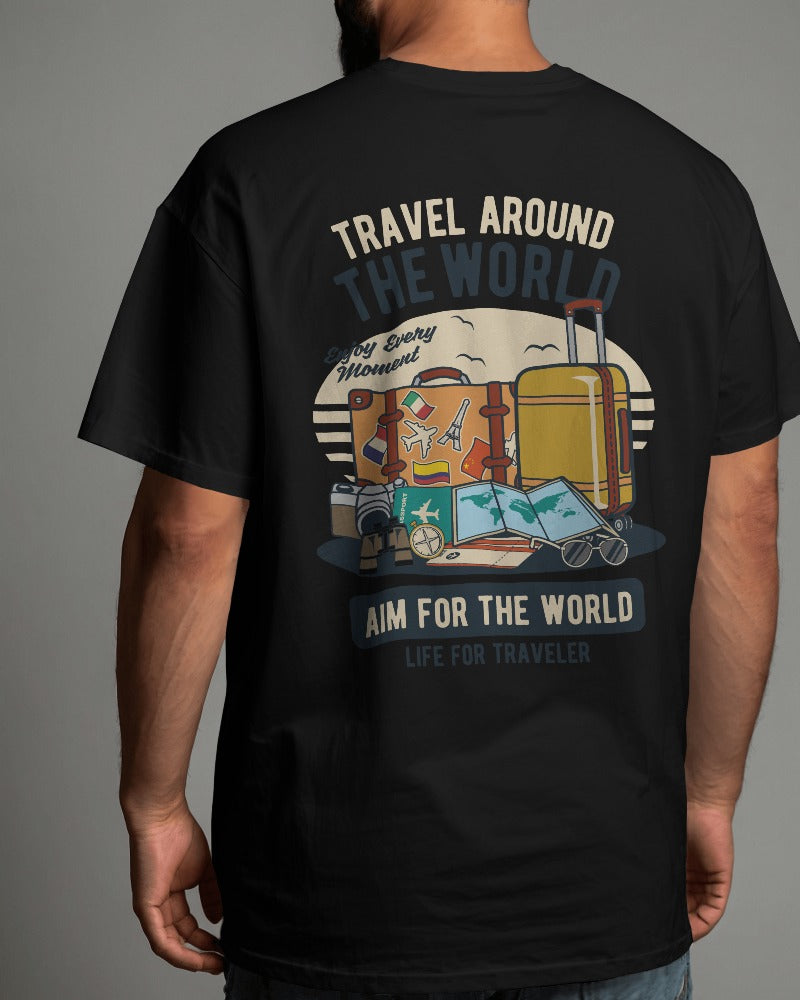 Travel Around The World | Printed Oversized T-Shirt