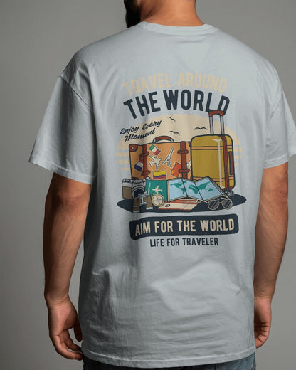 Travel Around The World | Printed Oversized T-Shirt